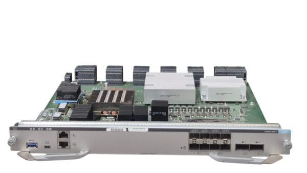 Circuit board with electronic components and ports.
