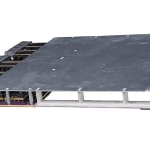 Computer motherboard with components and connectors.