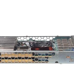 Computer server with metal casing and components.