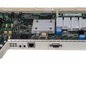 Electronic circuit board with various components.