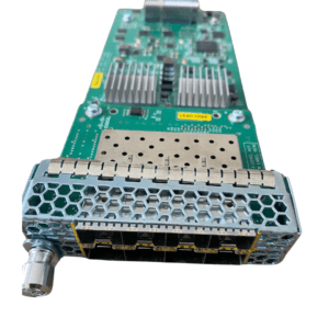 Green circuit board with metal connectors.