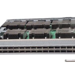 Network switch with multiple ports and components.