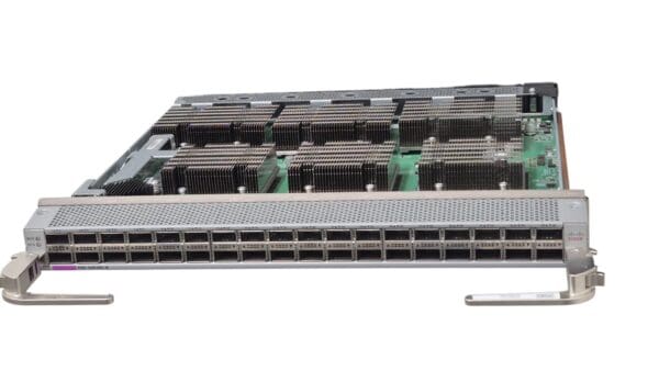 Network switch with multiple ports and components.