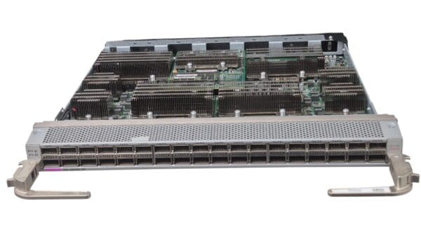 Network switch circuit board with connectors.