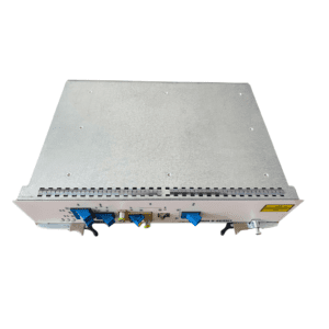 Metal equipment with blue connectors and switches.