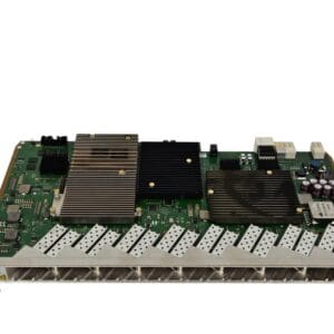 Circuit board with multiple components and connectors.